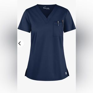 UA Butter-Soft STRETCH Women's 1-Pocket V-Neck Tuck-In Scrub Top in Navy